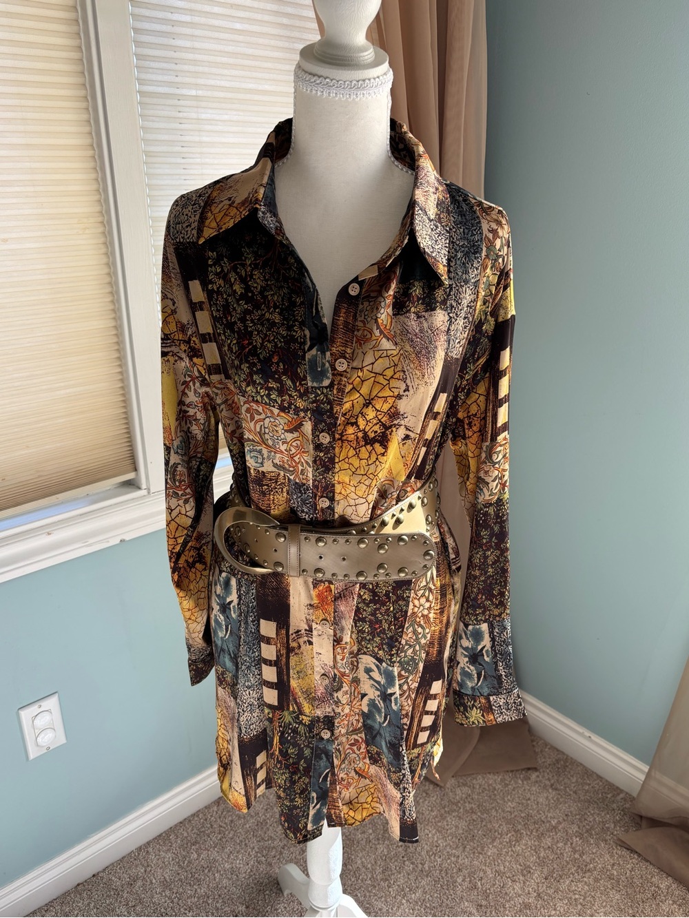 12th Tribe Women’s Multicolor Mosaic Printed Shirt Dress
